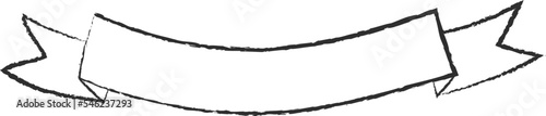 Chalk style sketchy ribbon vector illustration. Hand drawn elegant banner with curved ribbon sketch and curled doodle flag for vintage cafe board menu design