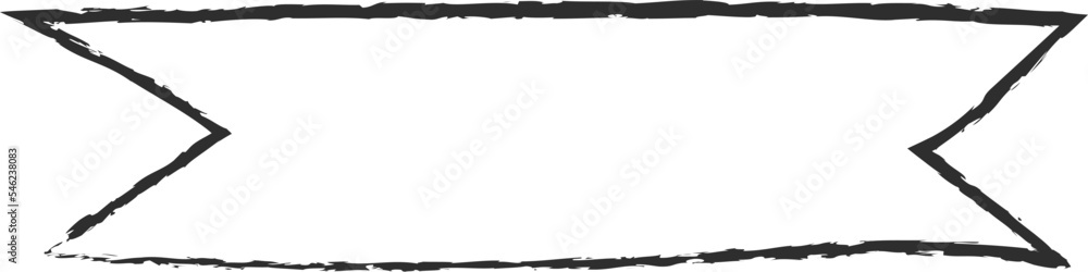 Chalk style sketchy ribbon vector illustration. Hand drawn elegant banner with curved ribbon sketch and curled doodle flag for vintage cafe board menu design Chalk style sketchy ribbon vector illustration. Hand drawn elegant banner with curved ribbon sketch and curled doodle flag for vintage cafe board menu design