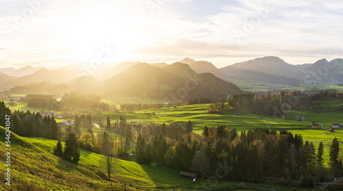 Lovely rural mountain countryside in beautiful sunlight. Oberstdorf, Allgau, Germany. photo