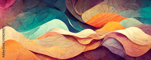 Colorful wavy abstract layers as panorama background wallpaper