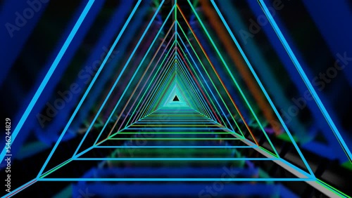 Triangles Neon Lights Loop Animated Background