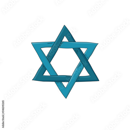 Hand drawn style Star of David Jewish religious symbol