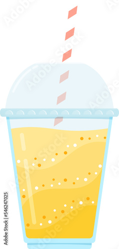 Fresh fruit smoothie shake cocktail vector illustration. Glass with layers of sweet vitamin juice cocktail or protein shake in color for smoothies summer menu