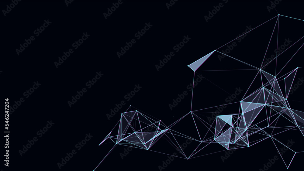 Business futuristic backdrop. Network connection structure cyberspace with moving particles. Abstract cyber security background.