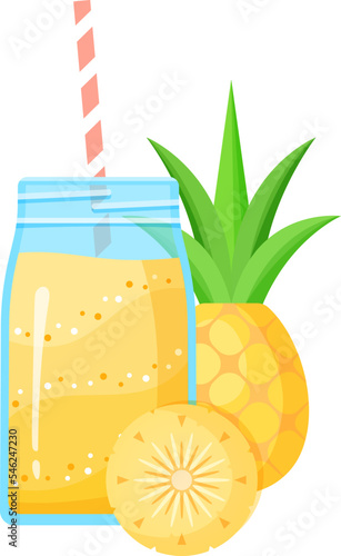 Vegeterian smoothie shake cocktail collection vector illustration. Glass jar with layers of sweet vitamin juice cocktail or protein shake with for smoothies fitness bar design