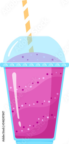 Fresh fruit smoothie shake cocktail vector illustration. Glass with layers of sweet vitamin juice cocktail or protein shake in color for smoothies summer menu