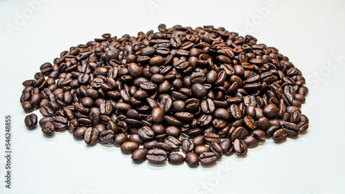 Coffee beans on white background.