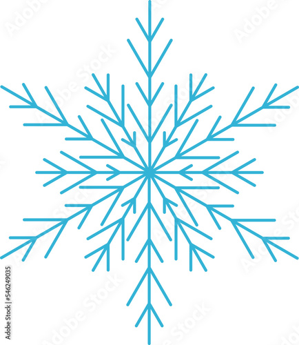 Frozen snowflake symbol collection vector illustration. SImple line blue snowflakes isolated on white background for abstract christmas celebration design or winter season decoration ornament