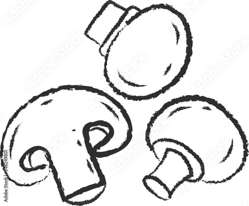 Chalked sketch mushroom vegetable icon vector illustration. White chalk style line hand drawn vegetable sketch icon for restaurant menu promo design