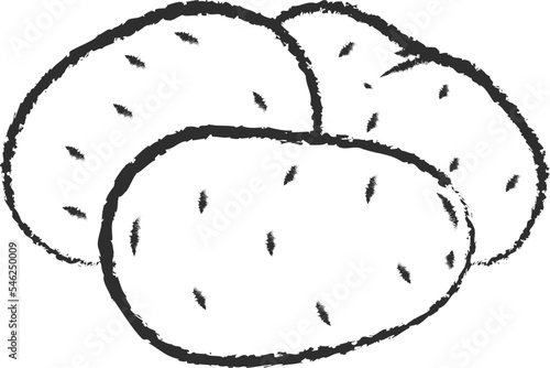 Chalked sketch potato vegetable icon vector illustration. White chalk style line hand drawn vegetable sketch icon for restaurant menu promo design