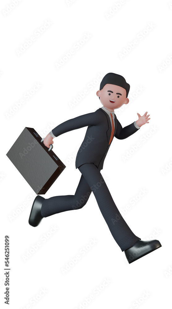 D businessman character running with a suitcase D businessman character running with a suitcase