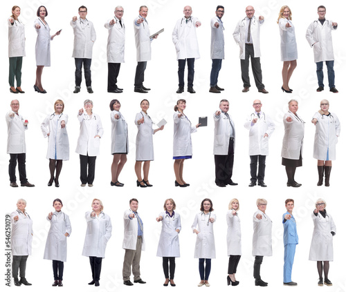 group of doctors in full length isolated on white