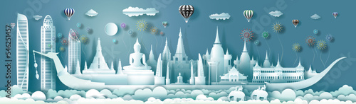 Travel Thailand top world famous city ancient palace and castle architecture.