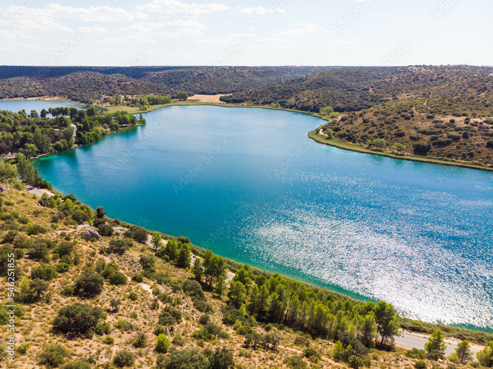 Lagunas de Ruidera, Albacete and Ciudad Real - Panning - Laguna Colgada, Small waterfalls, Natural Park, Blue, Turquoise