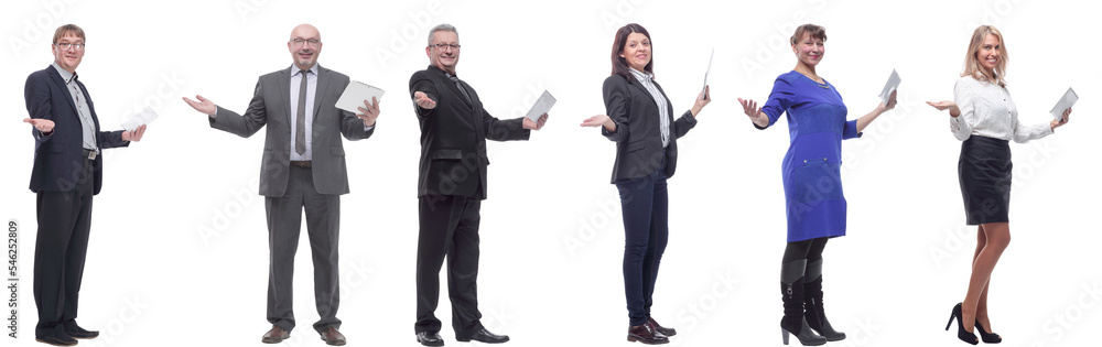 group of people holding tablet with outstretched hand group of people holding tablet with outstretched hand