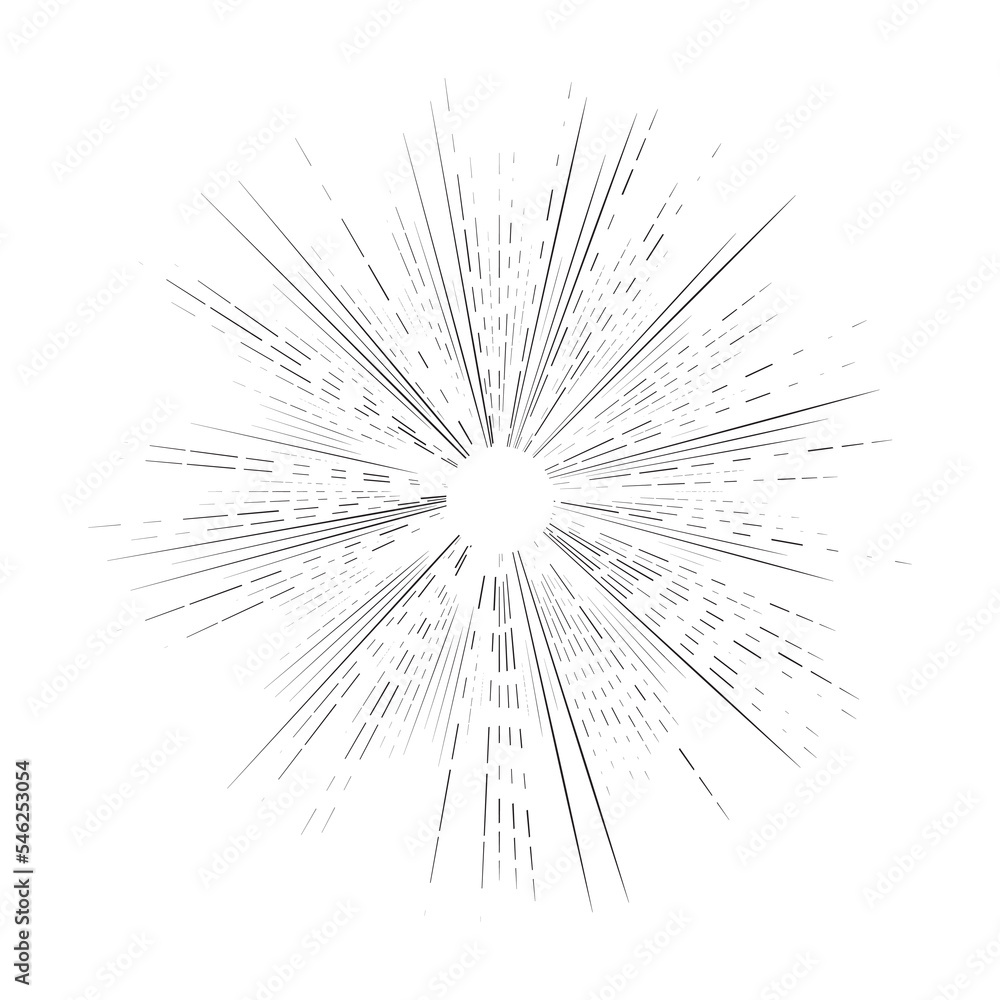 Fototapeta premium Vintage Sunburst, Black and White Sun Vector Icon, Bursting Sun Rays, Star Pictograph, Speed Lines