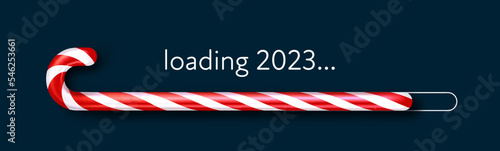 Striped red and white candy cane 2023 loading bar.