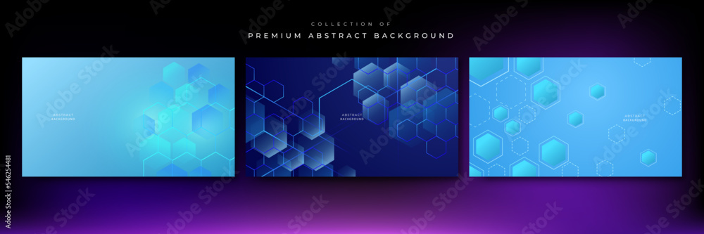 Blue technology background with hexagon pattern. Vector banner design illustration