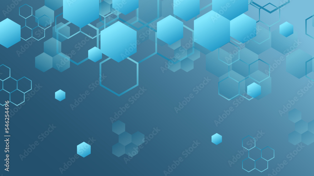 Blue technology background with hexagon pattern and lights. Abstract hexagon background for medical, technology or science design. Vector illustration Blue technology background with hexagon pattern and lights. Abstract hexagon background for medical, technology or science design. Vector illustration
