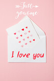 top view greeting card hearts