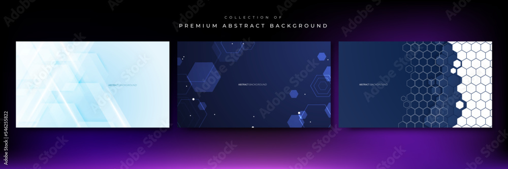 Fototapeta premium Hexagonal abstract metal technology background with light