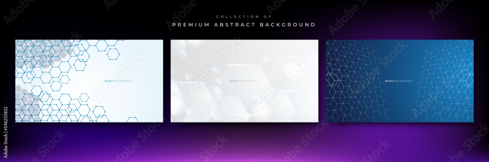 Fototapeta premium Hexagonal abstract metal technology background with light