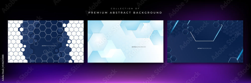 Hexagonal abstract metal technology background with light