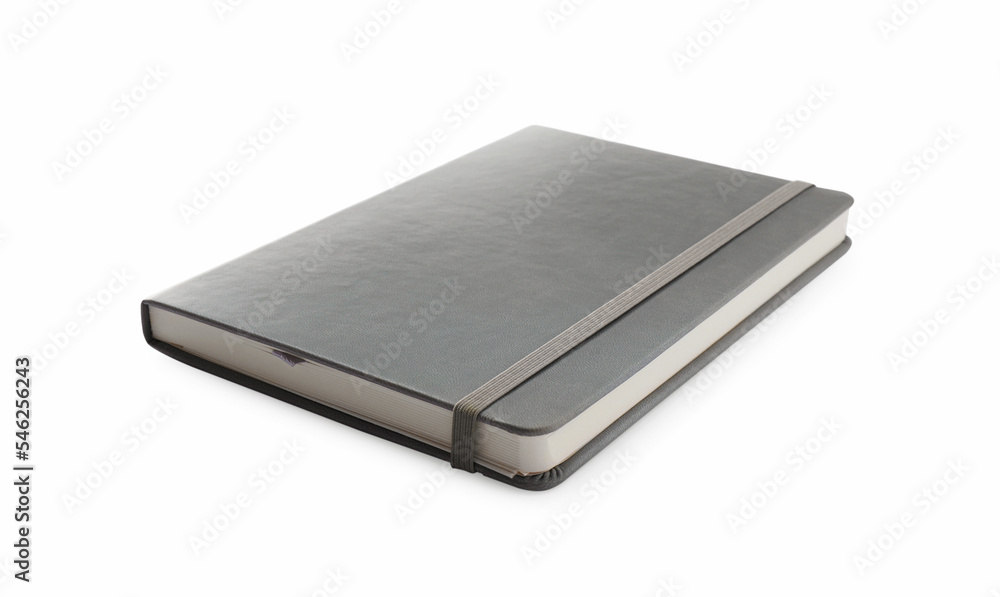 Closed grey office notebook isolated on white Closed grey office notebook isolated on white