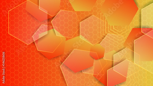 Abstract modern orange honeycomb technology digital background