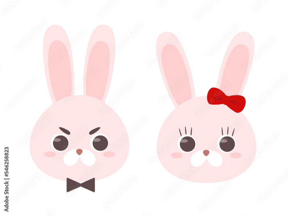 可愛いうさぎのカップルのアイコンイラスト 可愛いうさぎのカップルのアイコンイラスト