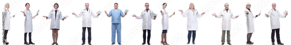 group of doctors with clipboard isolated on white group of doctors with clipboard isolated on white