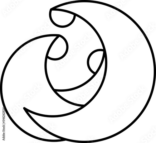 Christmas Vector Christian icon religious Nativity Scene of baby Jesus with Mary Joseph and star. Minimalist art line drawing, print for clothes and logo design, emblem one single line, isolated