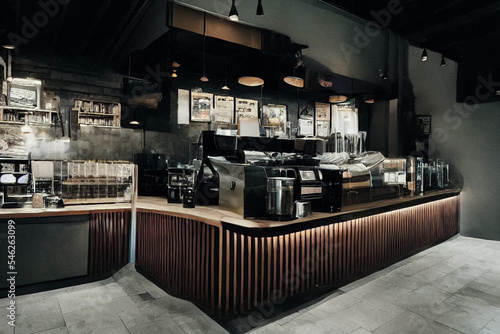 The interior of a cafe  Generative AI