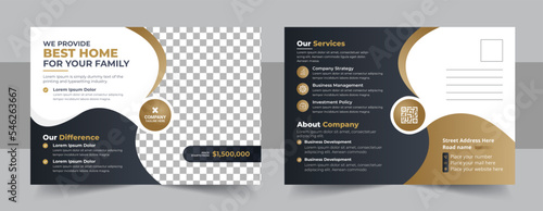 Home for sale postcard or real estate Postcard template, Real estate Postcard Design vector template