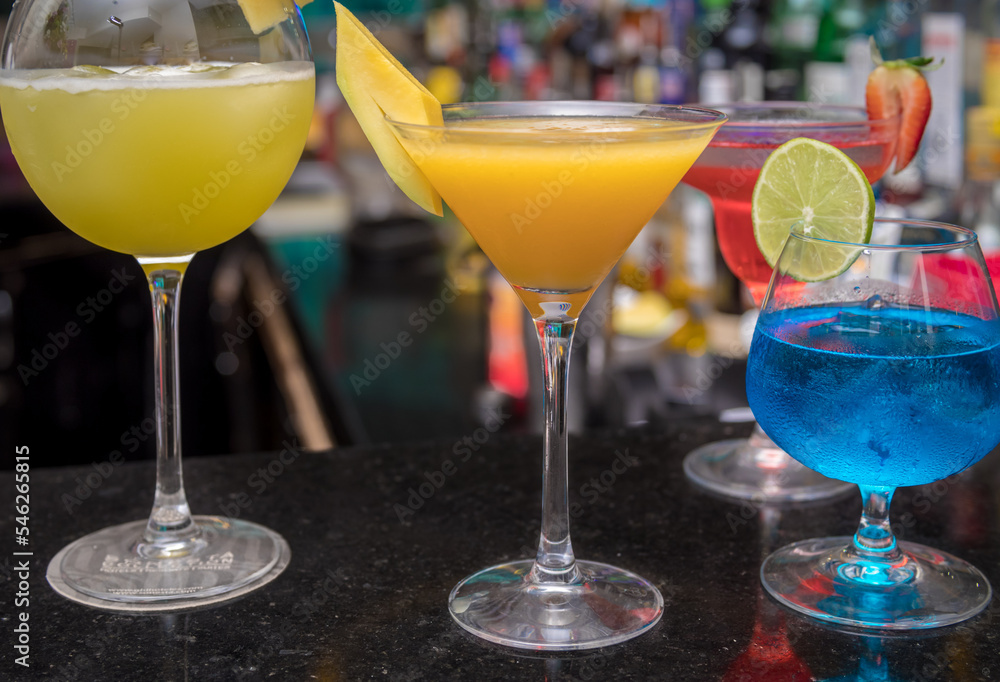Typical colombian food and drinks, variety of cocktails Typical colombian food and drinks, variety of cocktails