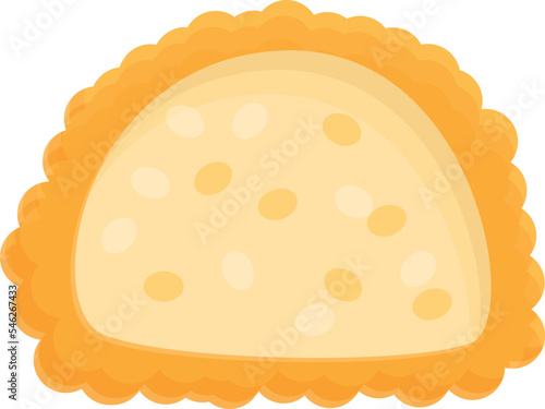 Cutted dish icon cartoon vector. Fried cuisine. Snack food