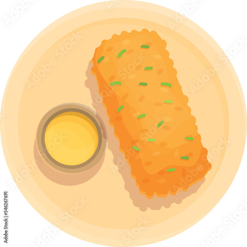 Mustard croquette icon cartoon vector. Fried dish. Snack food