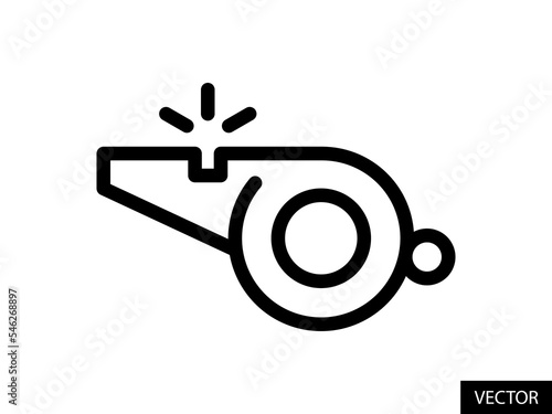 whistle vector icon in line style design for website, app, UI, isolated on white background. Editable stroke. Vector illustration.