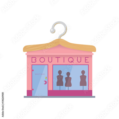 Flat design isolated fashion store. Cute boutique building vector illustration