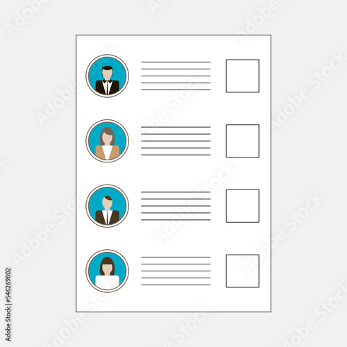 Blank voting form for political election campaign