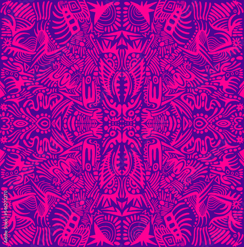 Violet pink colorful abstract psychedelic mandala. Ethnic decorative bizarre background.