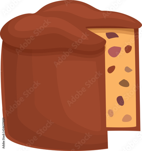 Chocolate panettone icon cartoon vector. Italian cake. Sweet food