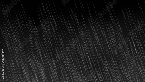 激しい雨の背景素材　黒