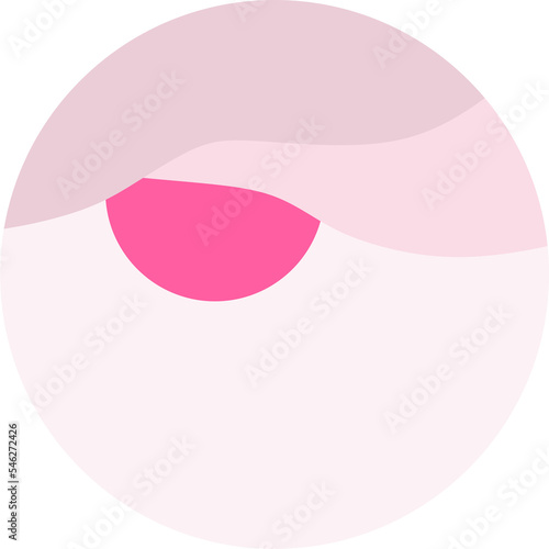 Pink Circle with Abstract Shapes