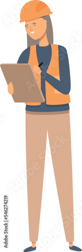 Write engineer icon cartoon vector. Female industry. Work professional