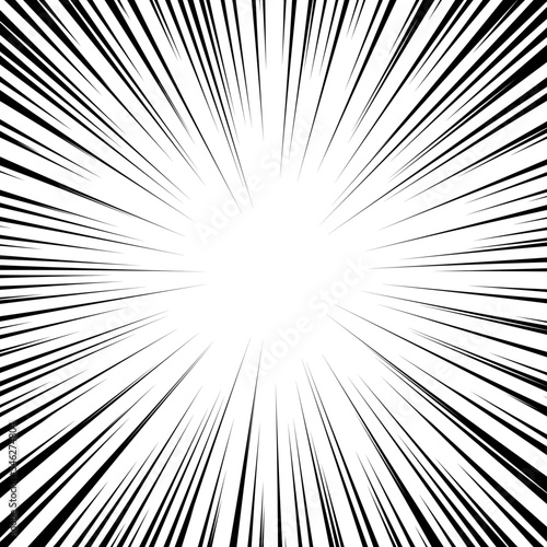 Explosion background. Manga speed frame. Superhero action. Radial lines for comics.