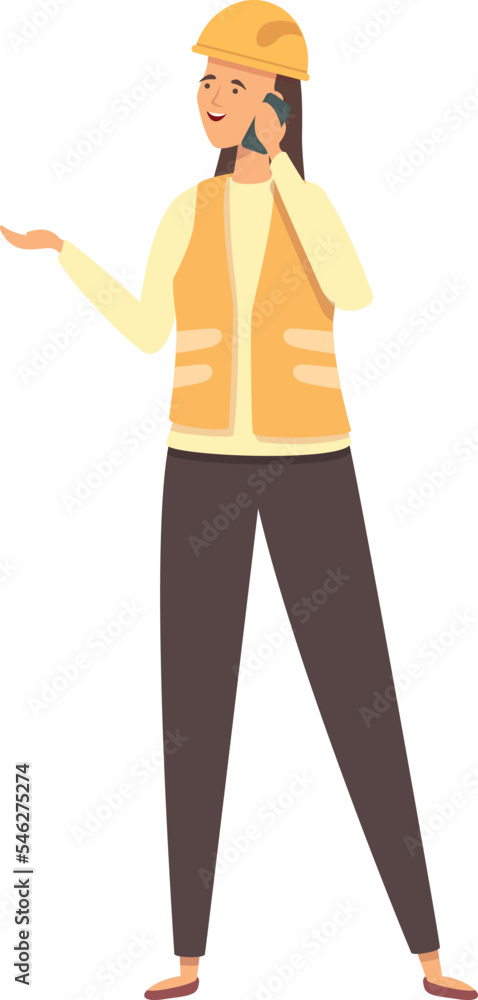 Engineer phone call icon cartoon vector. Woman worker. Work professional Engineer phone call icon cartoon vector. Woman worker. Work professional