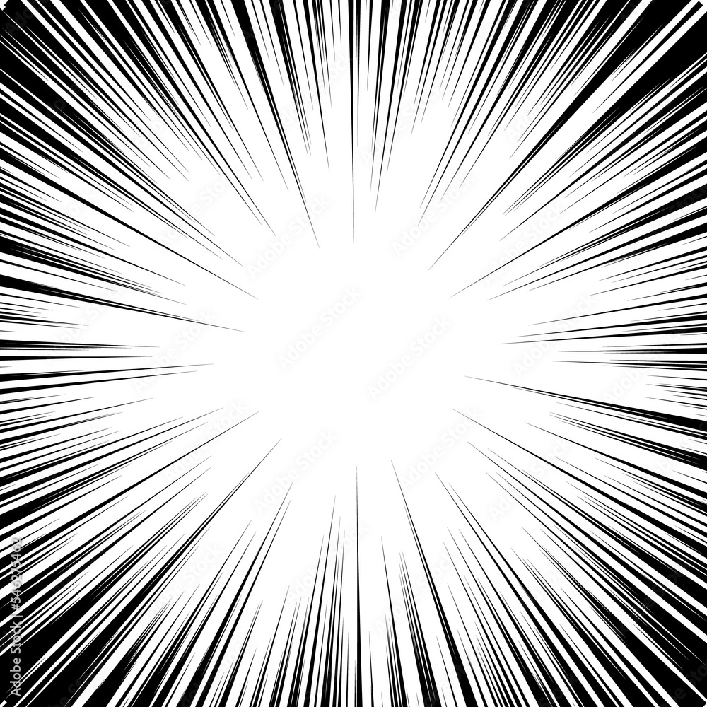 Black and white background of radial lines for comics. Manga speed frame. Superhero action. Explosion background. Black and white background of radial lines for comics. Manga speed frame. Superhero action. Explosion background.