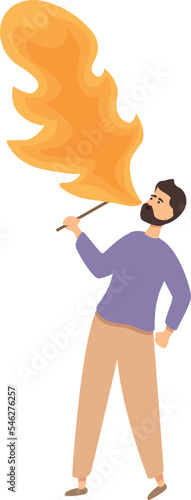 Creative fakir icon cartoon vector. Fire show. Flame party