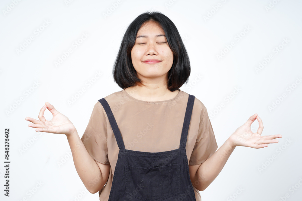 Meditation Gesture Of Beautiful Asian Woman Isolated On White Background Meditation Gesture Of Beautiful Asian Woman Isolated On White Background
